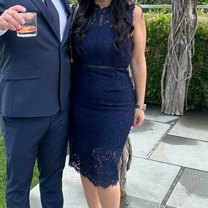 Bardot Lace Panel Dress Navy M 8